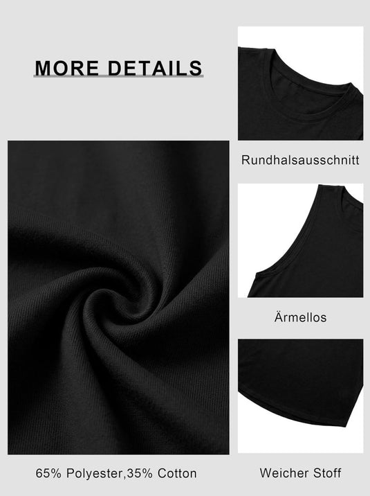 Sportieve tanktop heren van polyester en katoen met ronde hals en brede armsgaten – fitness tanktop – bodybuilding kleding - happygetfit.com