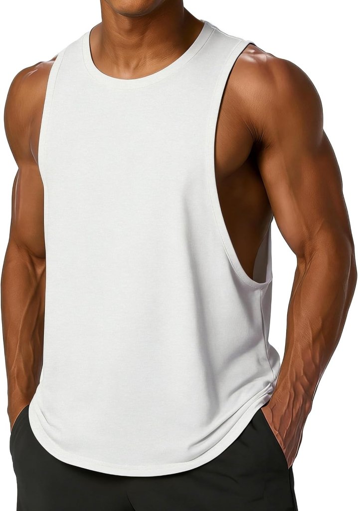 Chargez l'image dans la visionneuse de la galerie, Sportieve tanktop heren van polyester en katoen met ronde hals en brede armsgaten – fitness tanktop – bodybuilding kleding - happygetfit.com
