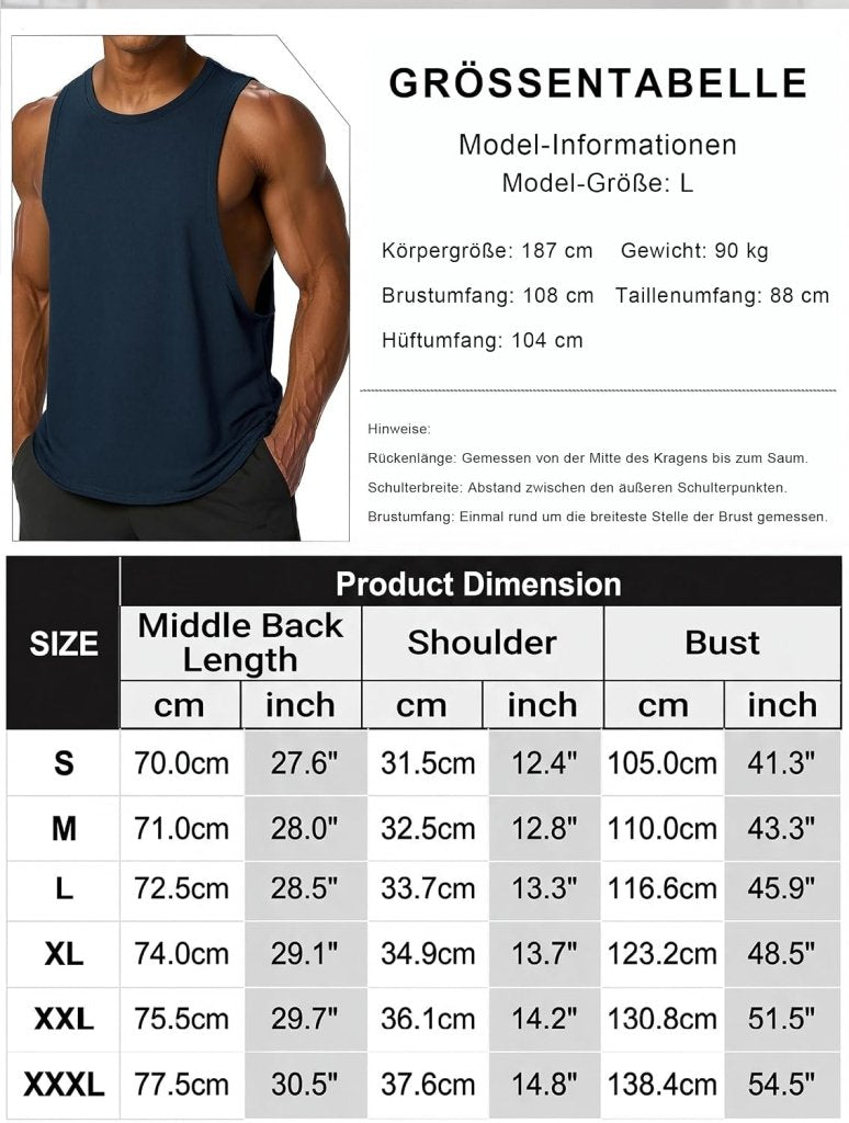 Chargez l'image dans la visionneuse de la galerie, Sportieve tanktop heren van polyester en katoen met ronde hals en brede armsgaten – fitness tanktop – bodybuilding kleding - happygetfit.com
