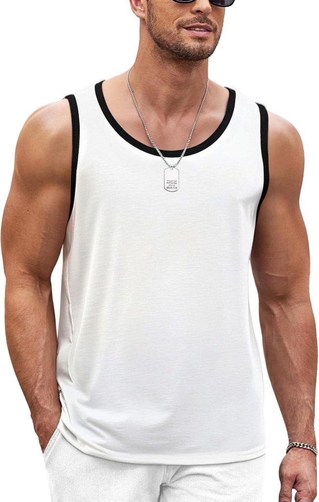 Chargez l'image dans la visionneuse de la galerie, Sportieve tanktop heren van polyester en katoen met ronde hals en brede armsgaten – fitness tanktop – bodybuilding kleding - happygetfit.com
