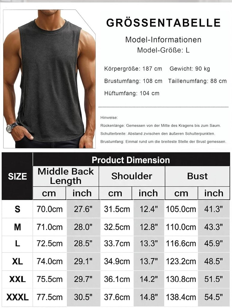 Chargez l'image dans la visionneuse de la galerie, Sportieve tanktop heren van polyester en katoen met ronde hals en brede armsgaten – fitness tanktop – bodybuilding kleding - happygetfit.com

