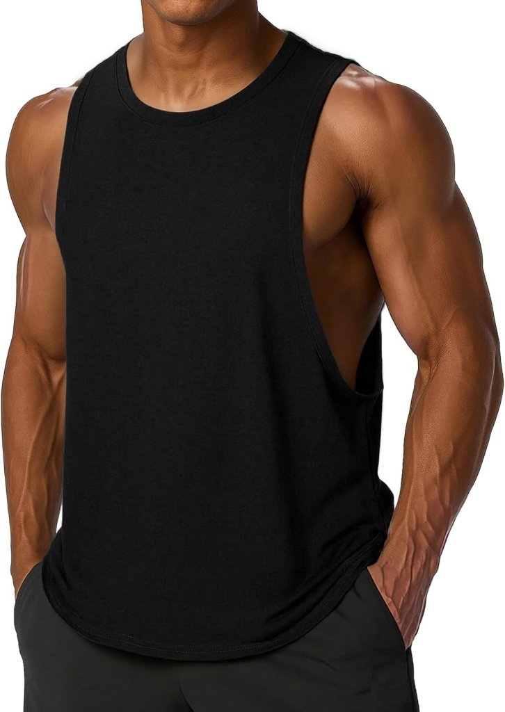 Chargez l'image dans la visionneuse de la galerie, Sportieve tanktop heren van polyester en katoen met ronde hals en brede armsgaten – fitness tanktop – bodybuilding kleding - happygetfit.com

