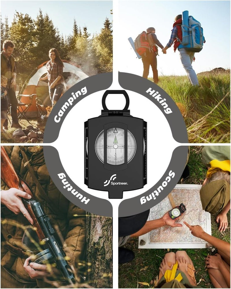 Laad afbeelding in Galerijviewer, Sportneer Kompas Wandelen Kompas Navigatie, Waterdicht Schokbestendig Militair Kompas Voor Wandelen Klimmen Fietsen Verkennen Geologie Outdoor Activiteiten - happygetfit.com
