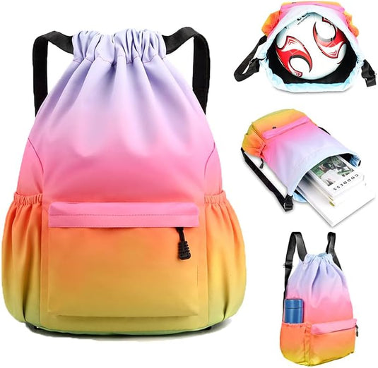 Sportrugzak met trekkoord 20 liter met waterbestendige vakken en verstelbare schouderbanden voor zwemmen en fitness – gymtas – zwemrugzak - happygetfit.com