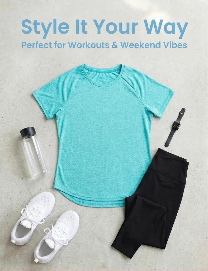 Load image into Gallery viewer, Sportshirt dames met ronde hals en raglanmouwen van sneldrogende stretchstof – hardloopshirt – trainingskleding - happygetfit.com
