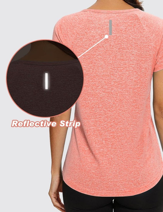 Sportshirt dames met ronde hals en raglanmouwen van sneldrogende stretchstof – hardloopshirt – trainingskleding - happygetfit.com