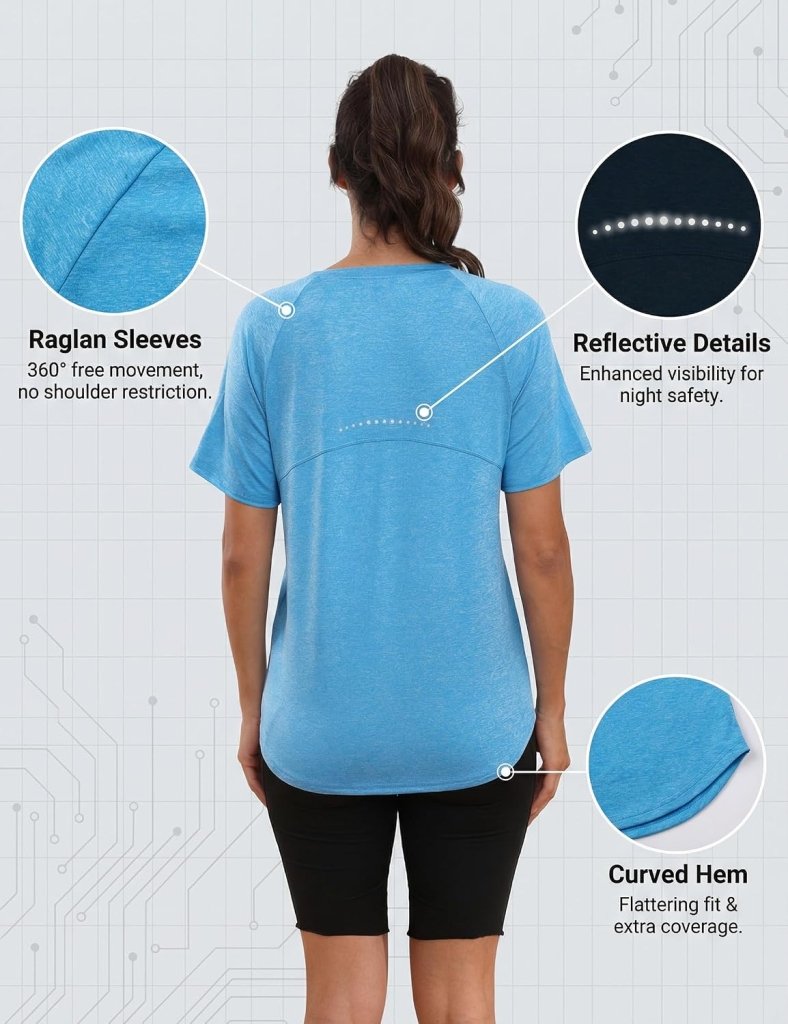 Load image into Gallery viewer, Sportshirt dames met ronde hals en raglanmouwen van sneldrogende stretchstof – hardloopshirt – trainingskleding - happygetfit.com
