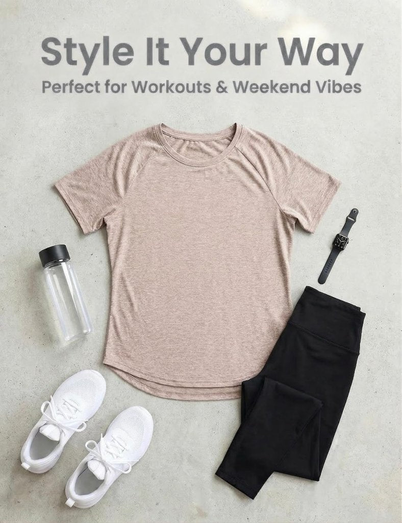 Load image into Gallery viewer, Sportshirt dames met ronde hals en raglanmouwen van sneldrogende stretchstof – hardloopshirt – trainingskleding - happygetfit.com
