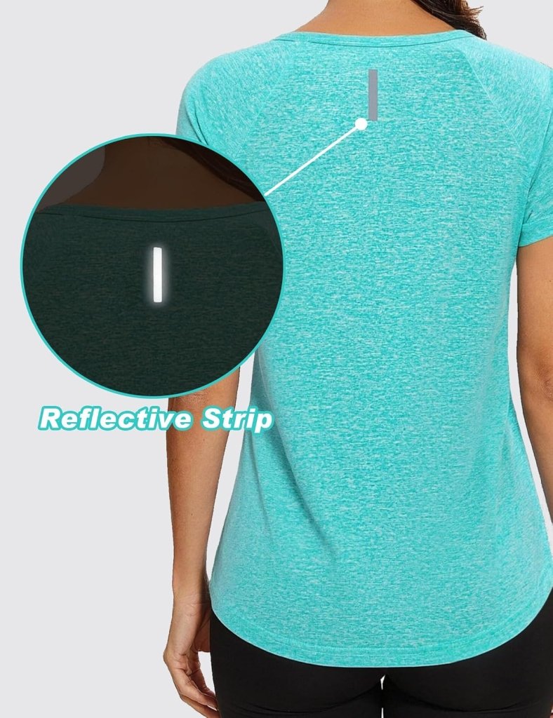 Load image into Gallery viewer, Sportshirt dames met ronde hals en raglanmouwen van sneldrogende stretchstof – hardloopshirt – trainingskleding - happygetfit.com
