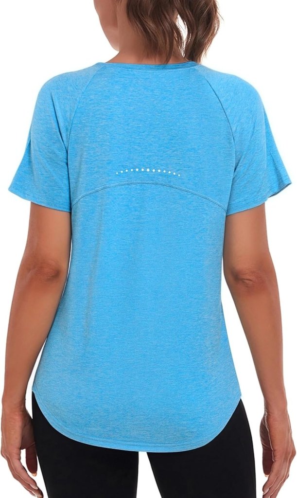 Load image into Gallery viewer, Sportshirt dames met ronde hals en raglanmouwen van sneldrogende stretchstof – hardloopshirt – trainingskleding - happygetfit.com
