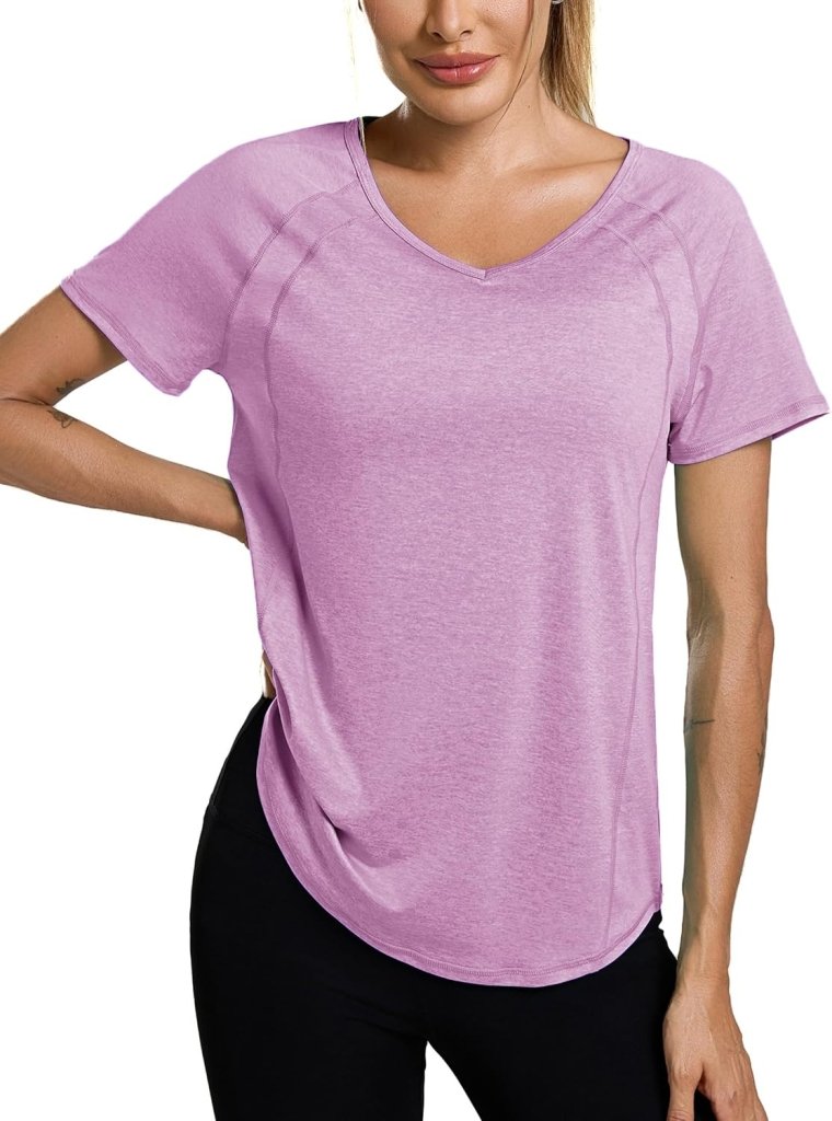 Laden Sie das Bild in Galerie -Viewer, Sportshirt dames met V-hals en korte mouwen van ademende sneldrogende stof – fitnessshirt – yogakleding - happygetfit.com
