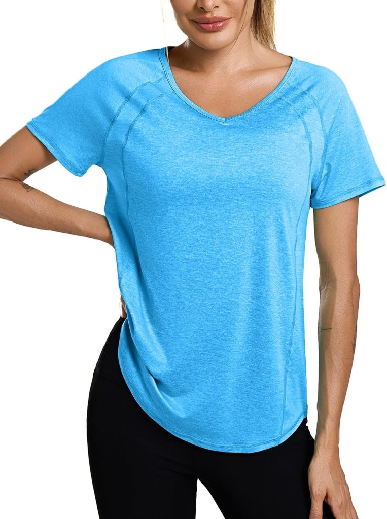 Laden Sie das Bild in Galerie -Viewer, Sportshirt dames met V-hals en korte mouwen van ademende sneldrogende stof – fitnessshirt – yogakleding - happygetfit.com
