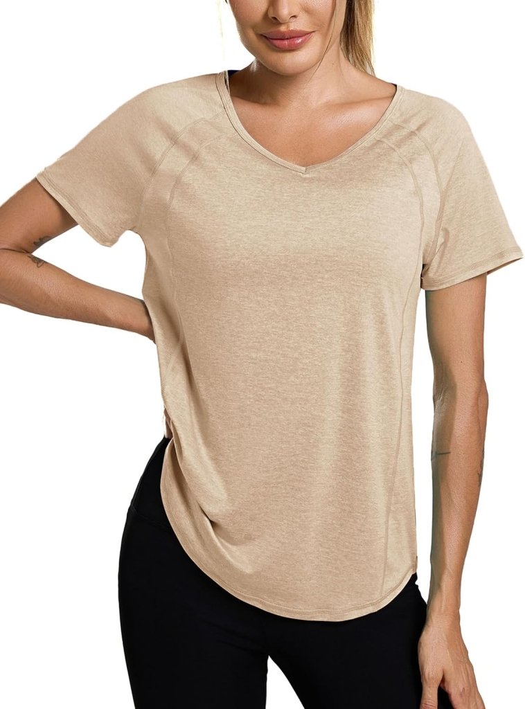 Laden Sie das Bild in Galerie -Viewer, Sportshirt dames met V-hals en korte mouwen van ademende sneldrogende stof – fitnessshirt – yogakleding - happygetfit.com
