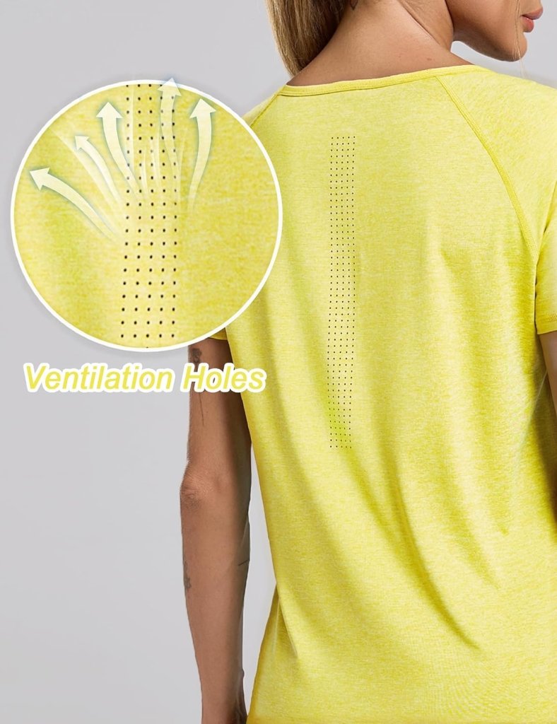 Laden Sie das Bild in Galerie -Viewer, Sportshirt dames met V-hals en korte mouwen van ademende sneldrogende stof – fitnessshirt – yogakleding - happygetfit.com
