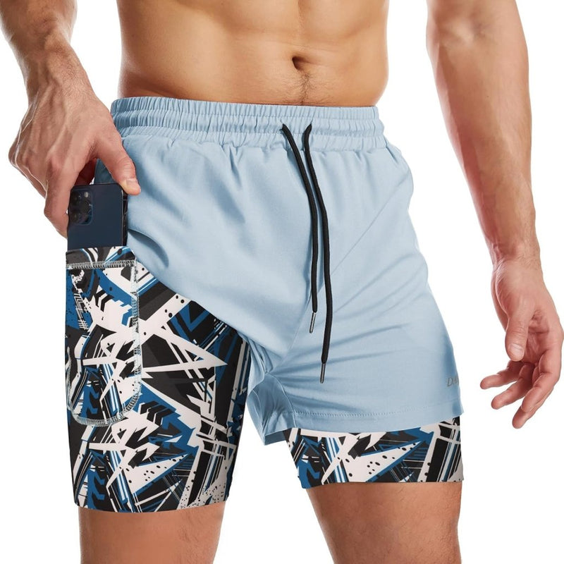 Laden Sie das Bild in Galerie -Viewer, Sportshort heren 2-in-1 met compressiebroek en zakken met ritssluiting – hardloopbroek – fitnesskleding - happygetfit.com
