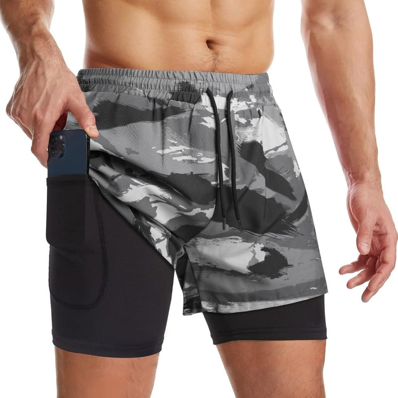 Laden Sie das Bild in Galerie -Viewer, Sportshort heren 2-in-1 met compressiebroek en zakken met ritssluiting – hardloopbroek – fitnesskleding - happygetfit.com
