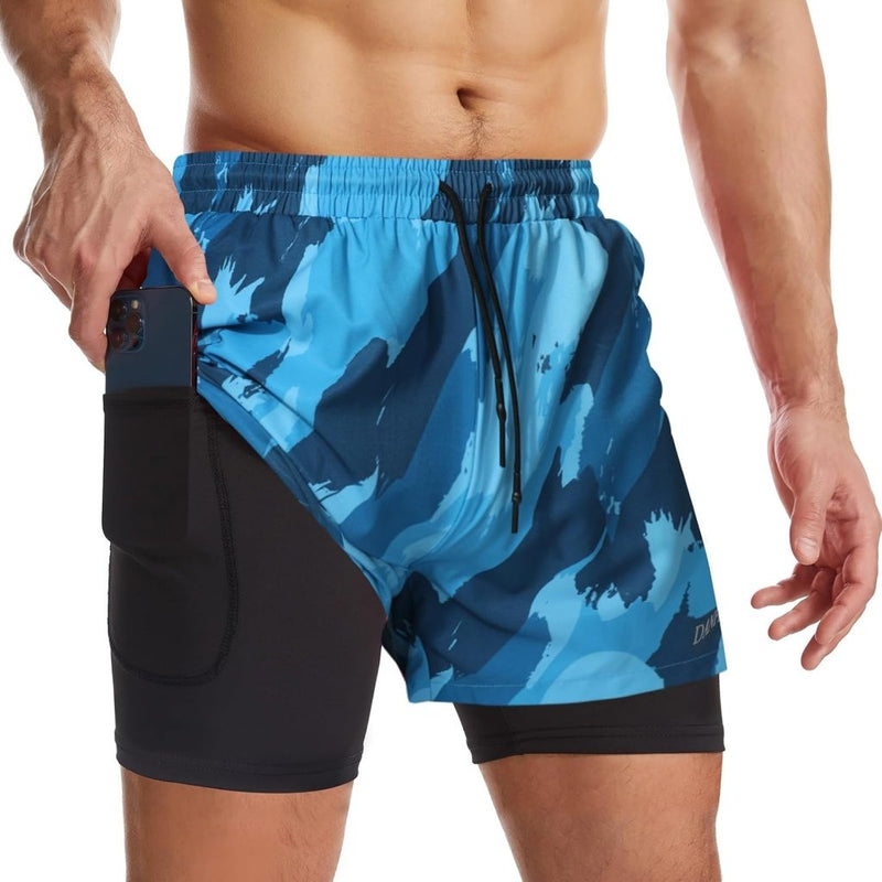 Laden Sie das Bild in Galerie -Viewer, Sportshort heren 2-in-1 met compressiebroek en zakken met ritssluiting – hardloopbroek – fitnesskleding - happygetfit.com
