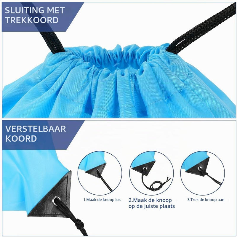 Laad afbeelding in Galerijviewer, Sporttas met trekkoord 33 x 42 cm van lichtgewicht polyester met verstelbare schouderkoorden – gymtas – zwemtas - happygetfit.com

