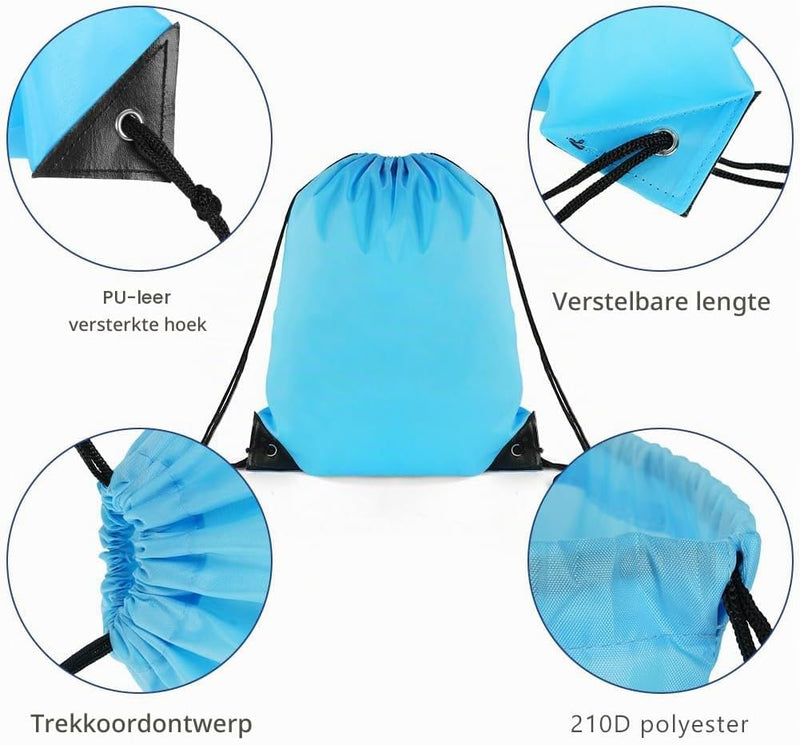 Laad afbeelding in Galerijviewer, Sporttas met trekkoord 33 x 42 cm van lichtgewicht polyester met verstelbare schouderkoorden – gymtas – zwemtas - happygetfit.com
