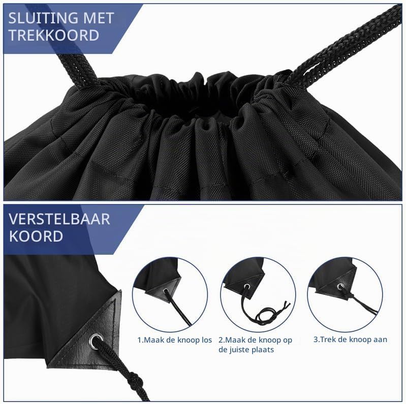 Laad afbeelding in Galerijviewer, Sporttas met trekkoord 33 x 42 cm van lichtgewicht polyester met verstelbare schouderkoorden – gymtas – zwemtas - happygetfit.com
