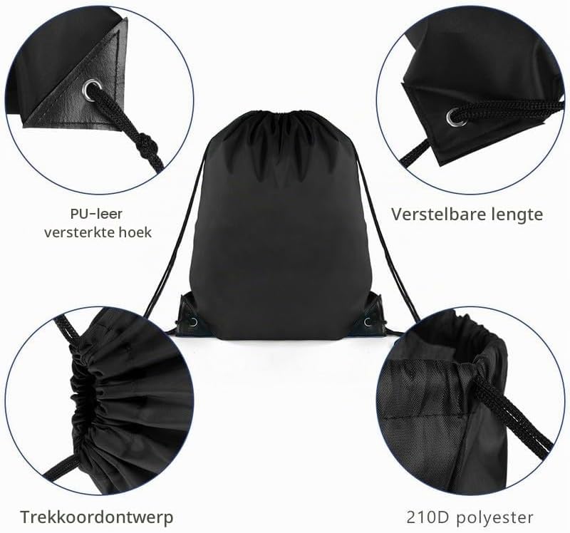 Laad afbeelding in Galerijviewer, Sporttas met trekkoord 33 x 42 cm van lichtgewicht polyester met verstelbare schouderkoorden – gymtas – zwemtas - happygetfit.com
