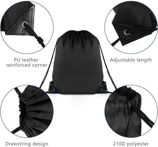 Sporttas met trekkoord 33 x 42 cm van lichtgewicht polyester met verstelbare schouderkoorden – gymtas – zwemtas - happygetfit.com