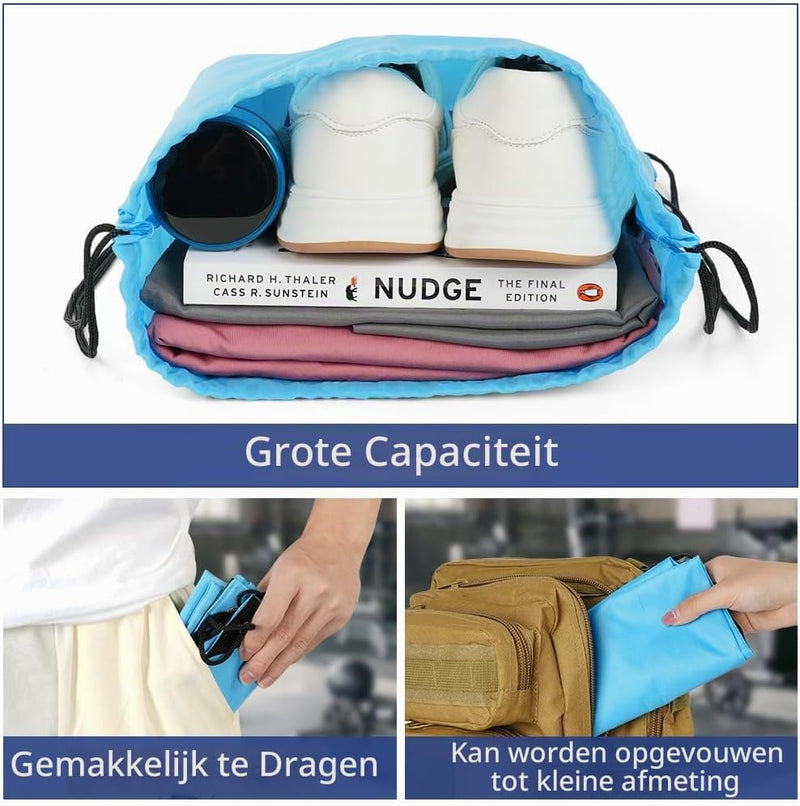 Laad afbeelding in Galerijviewer, Sporttas met trekkoord 33 x 42 cm van lichtgewicht polyester met verstelbare schouderkoorden – gymtas – zwemtas - happygetfit.com
