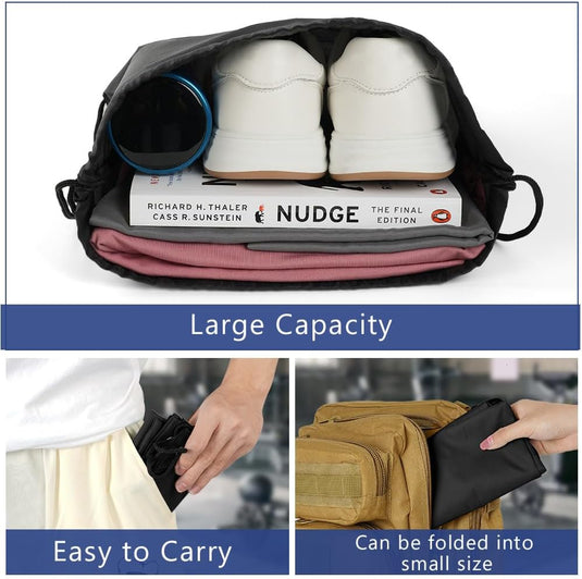 Sporttas met trekkoord 33 x 42 cm van lichtgewicht polyester met verstelbare schouderkoorden – gymtas – zwemtas - happygetfit.com