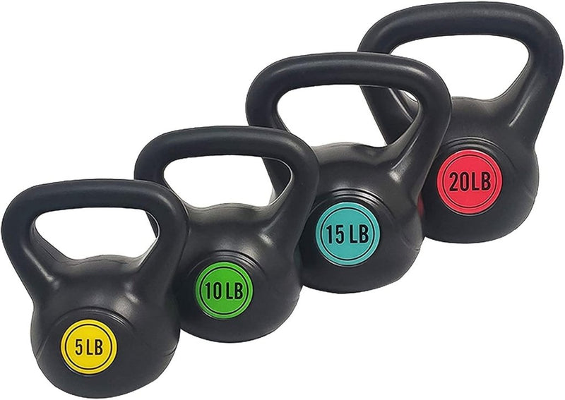 Load image into Gallery viewer, Sporzon! Kettlebell met brede grip, fitnessgewicht, set van 4, inclusief 2,3 kg, 4,5 kg, 6,8 kg, 9,1 kg, meerkleurig - happygetfit.com
