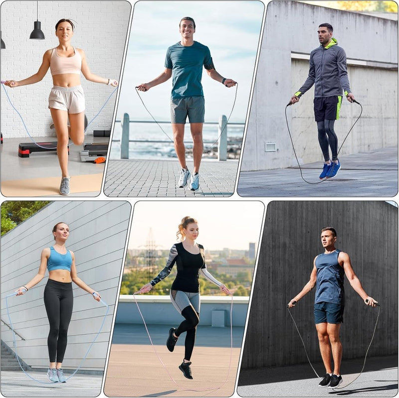Bild im Galerie-Viewer laden, Springtouwen 4 stuks verstelbaar tot 280 cm met antislip handgrepen voor fitness en conditietraining – speedrope – touwspringen - happygetfit.com
