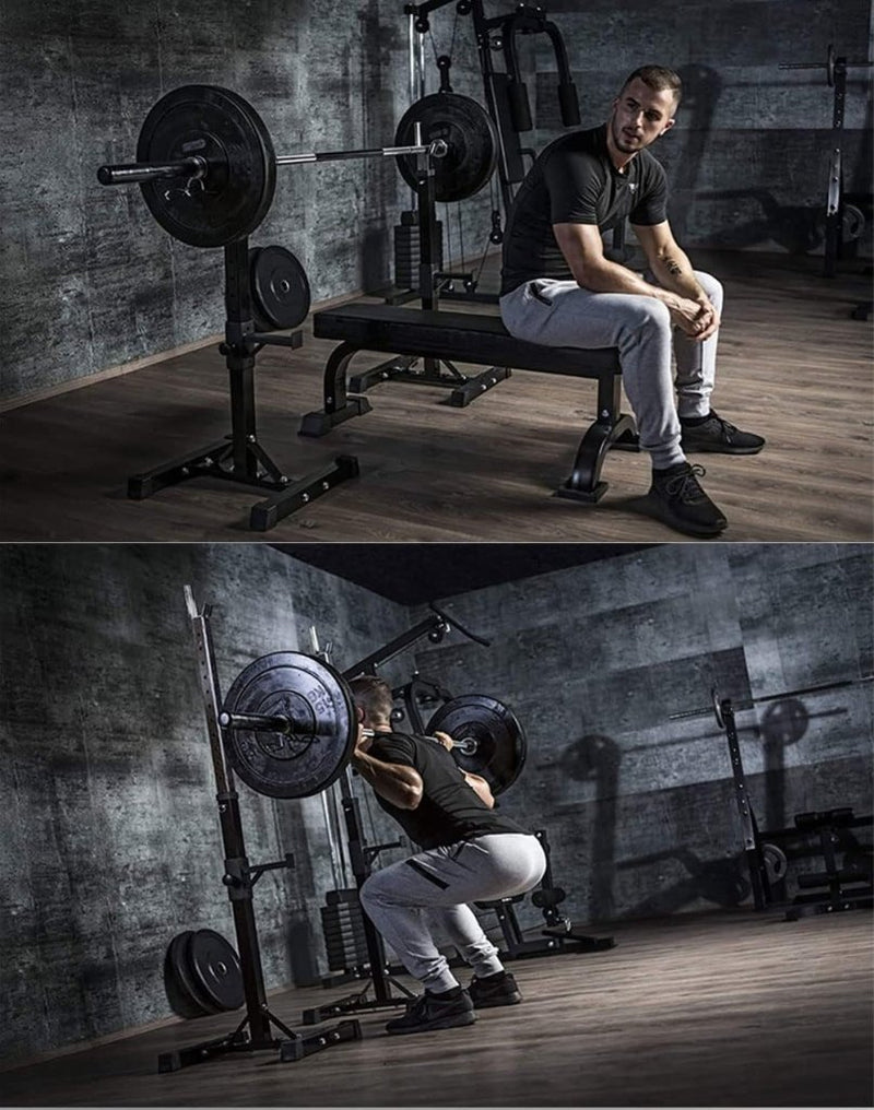 Laad afbeelding in Galerijviewer, Squat rek, halterrek, halterstandaard, maximale belasting 200 kg, stalen frame, verstelbare hoogte, 105-160cm. Ideaal voor spier-, squat- en bankoefeningen - happygetfit.com
