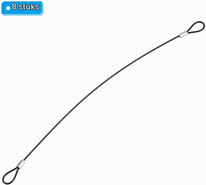 Load image into Gallery viewer, Stalen veiligheidskabel met dubbele lus 10 cm x 2 mm (8 stuks) - Gecoate borgkabel - Veiligheidskabel podiumverlichting &amp; bagage - happygetfit.com
