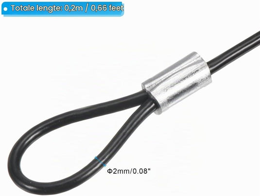 Stalen veiligheidskabel met dubbele lus 10 cm x 2 mm (8 stuks) - Gecoate borgkabel - Veiligheidskabel podiumverlichting & bagage - happygetfit.com