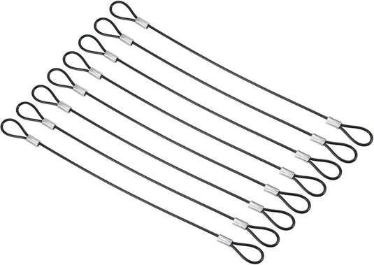 Stalen veiligheidskabel met dubbele lus 10 cm x 2 mm (8 stuks) - Gecoate borgkabel - Veiligheidskabel podiumverlichting & bagage - happygetfit.com