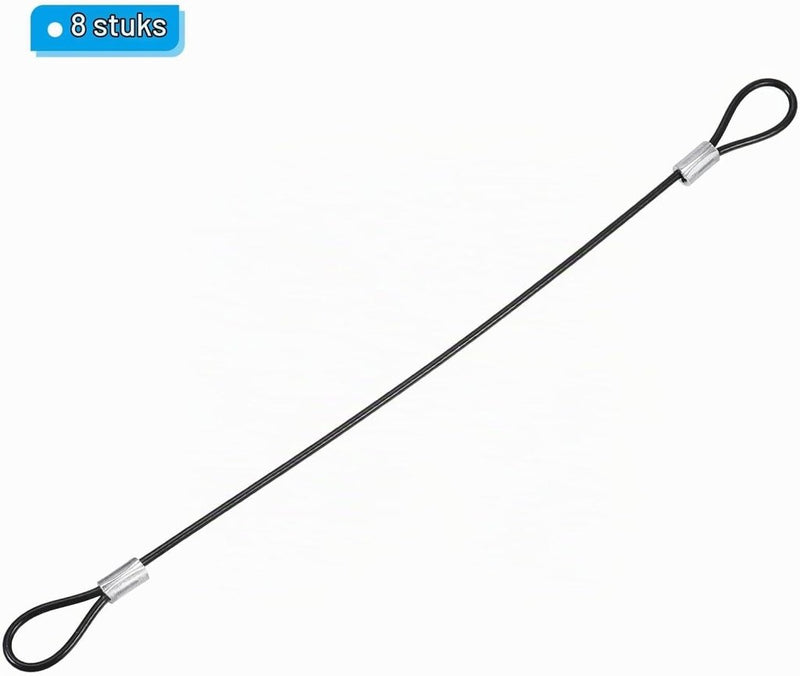 Load image into Gallery viewer, Stalen veiligheidskabel met dubbele lus 10 cm x 2 mm (8 stuks) - Gecoate borgkabel - Veiligheidskabel podiumverlichting &amp; bagage - happygetfit.com

