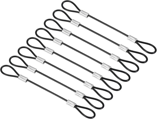 Stalen veiligheidskabel met dubbele lus 10 cm x 2 mm (8 stuks) - Gecoate borgkabel - Veiligheidskabel podiumverlichting & bagage - happygetfit.com