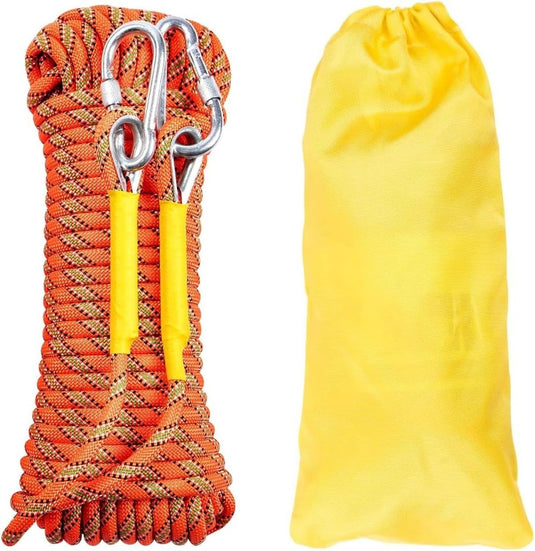 Statisch outdoor touw 10 m x 8 mm – nylon touw met 2 stalen haken voor camping en survival - happygetfit.com