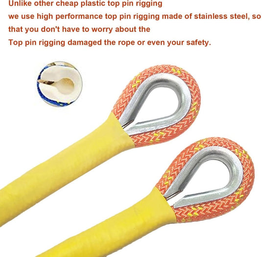 Statisch outdoor touw 2 m x 8 mm – nylon touw met 2 stalen haken voor camping en buitengebruik - happygetfit.com