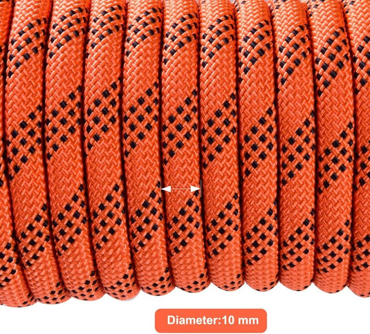 Statisch outdoor touw 30 m x 10 mm – met 2 karabijnhaken voor camping en buitengebruik - happygetfit.com