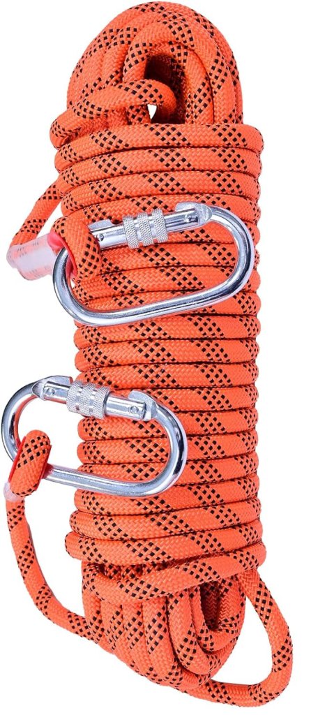 Statisch outdoor touw 30 m x 10 mm – met 2 karabijnhaken voor camping en buitengebruik - happygetfit.com