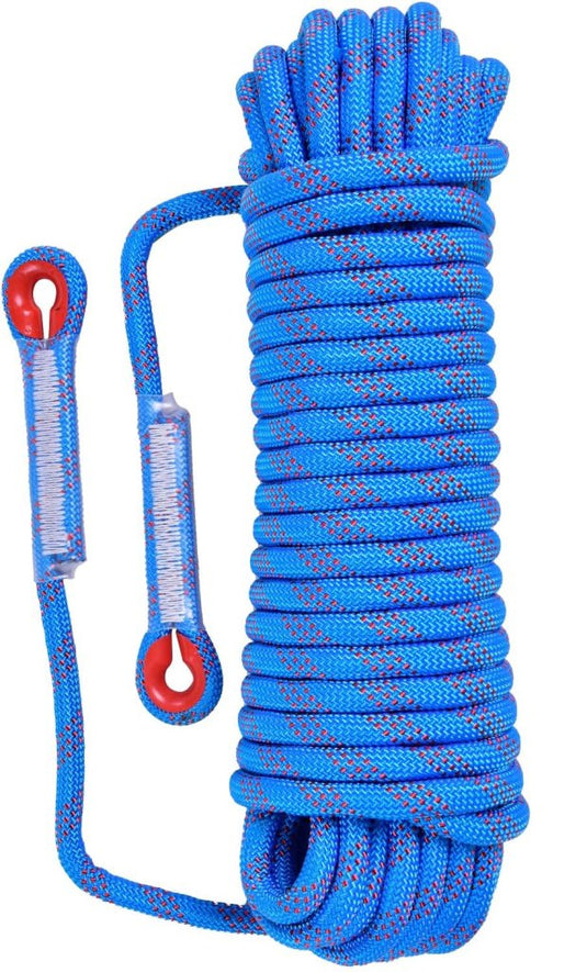 Statisch outdoor touw 30 m x 10 mm – met 2 karabijnhaken voor camping en buitengebruik - happygetfit.com