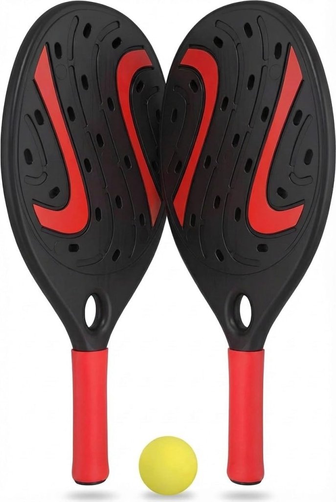 Chargez l'image dans la visionneuse de la galerie, Strandracket set met 2 houten rackets en zachte bal - happygetfit.com
