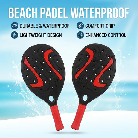 Strandracket set met 2 houten rackets en zachte bal - happygetfit.com