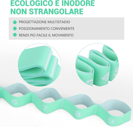 Stretchband met 9 lussen voor yoga en fitness - happygetfit.com