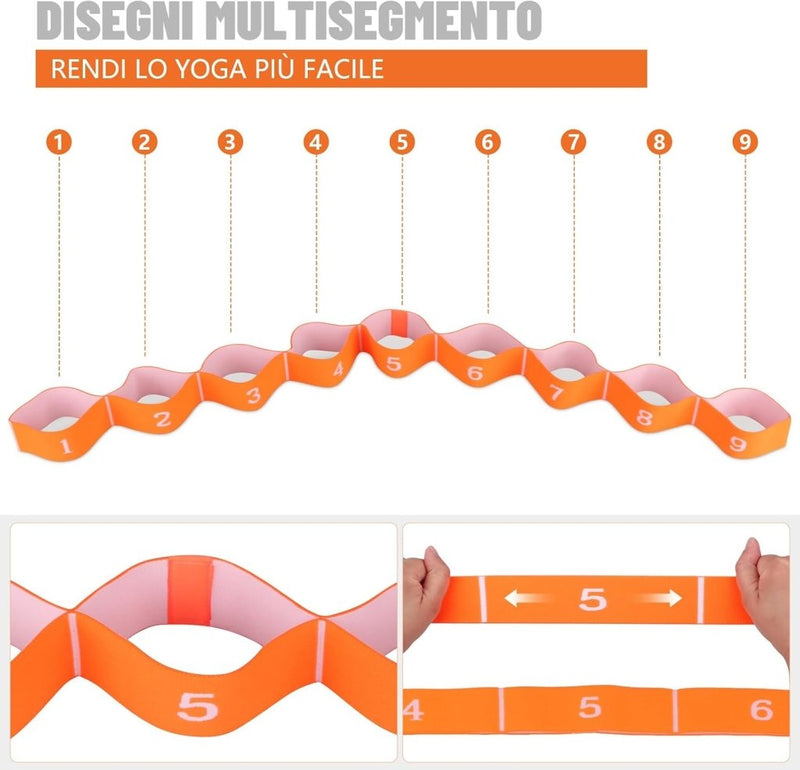 Laad afbeelding in Galerijviewer, Stretchband met 9 lussen voor yoga en fitness - happygetfit.com
