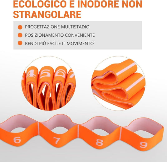 Stretchband met 9 lussen voor yoga en fitness - happygetfit.com