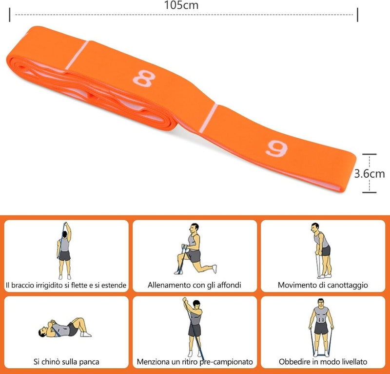 Laad afbeelding in Galerijviewer, Stretchband met 9 lussen voor yoga en fitness - happygetfit.com
