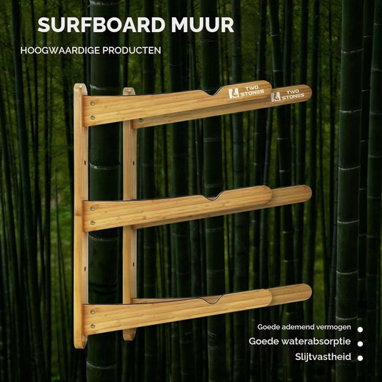 Surfboard wandrek voor 3 boards van staal met schuimbescherming – SUP longboard surfplank houder - happygetfit.com