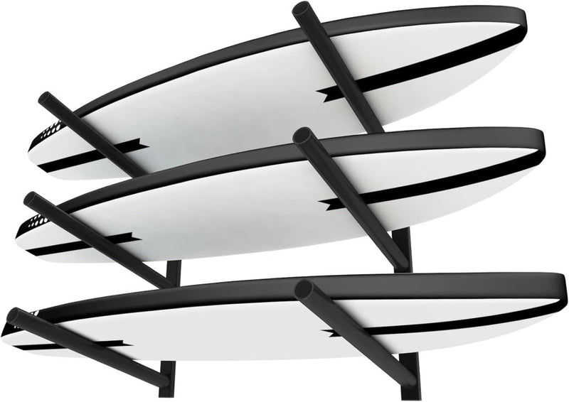 Załaduj obraz do przeglądarki galerii, Surfboard wandrek voor 3 boards van staal met schuimbescherming – SUP longboard surfplank houder - happygetfit.com
