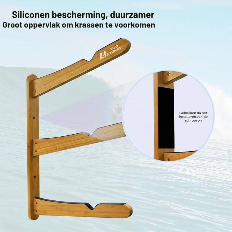 Załaduj obraz do przeglądarki galerii, Surfboard wandrek voor 3 boards van staal met schuimbescherming – SUP longboard surfplank houder - happygetfit.com
